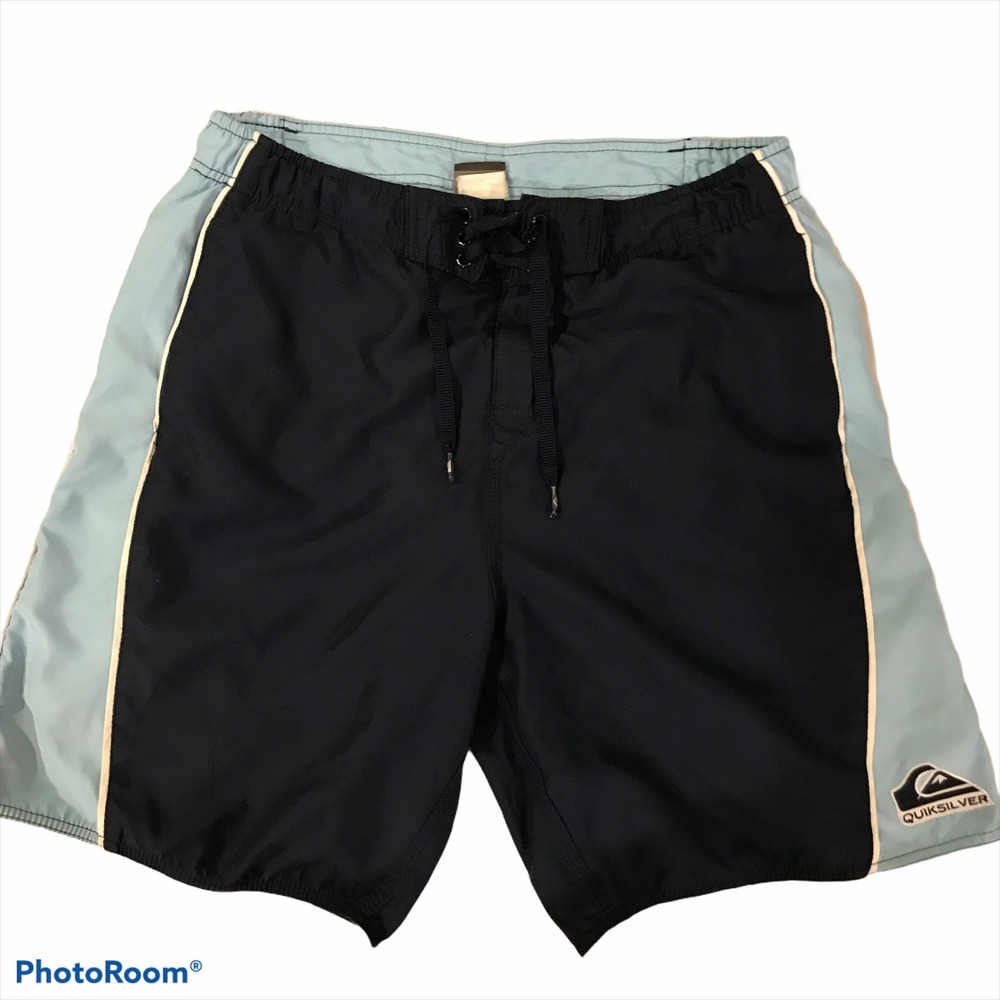 Quiksilver Board Shorts L Navy Blue Excellent Y2K Colorblock Surf Trunks